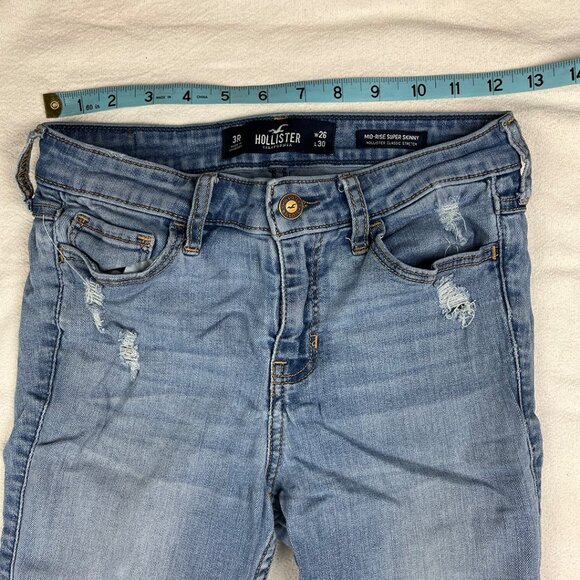 Hollister Mid-Rise Super Skinny Size 26x30 3R Stretch Denim Distressed Raw Hem - Picture 12 of 14